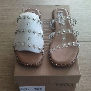 Steve Madden Women's Sandals - Clear and Tan with Studs